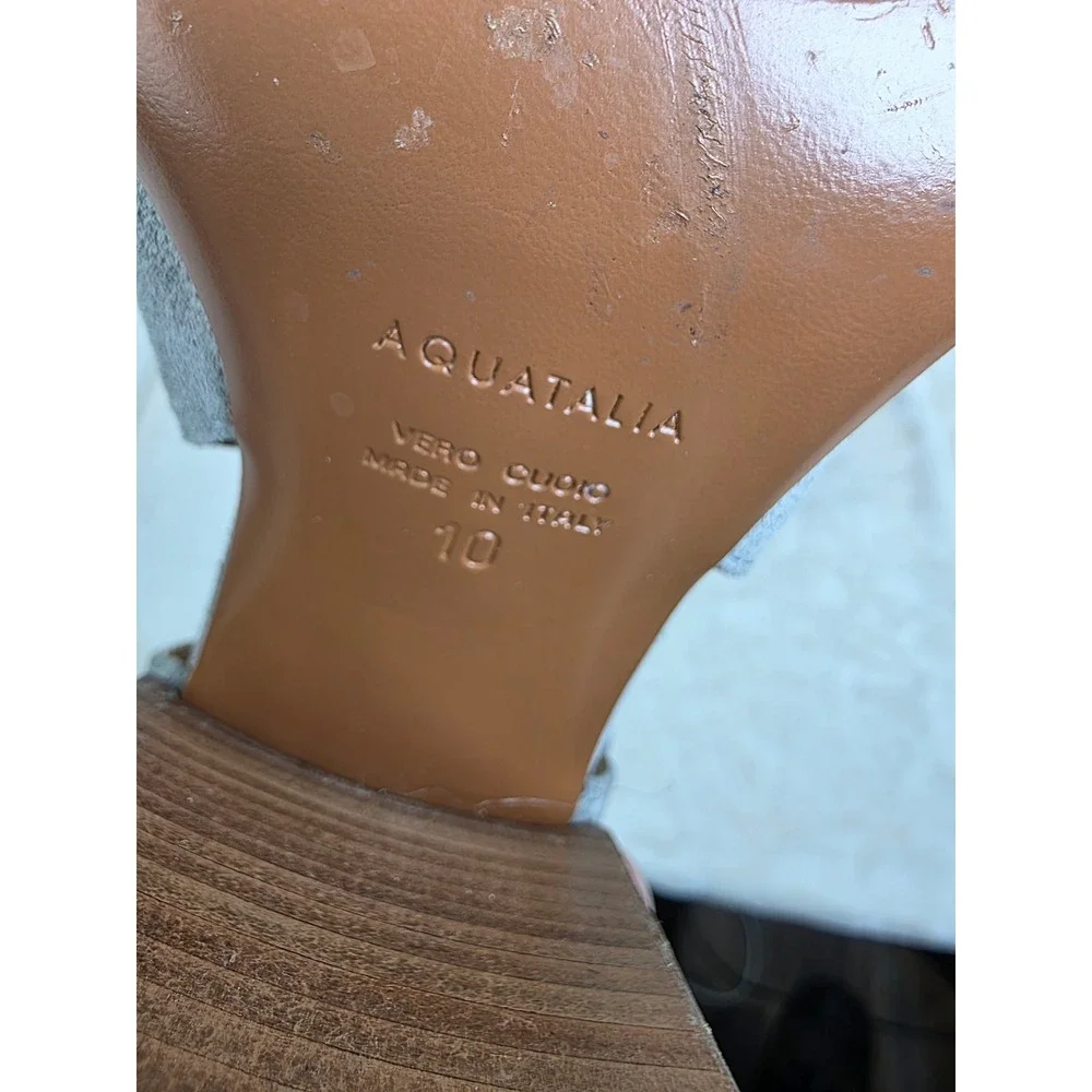 Aquatalia Freddie Grey Suede Cutout Ankle‎ Boots Block Heel Made in Italy